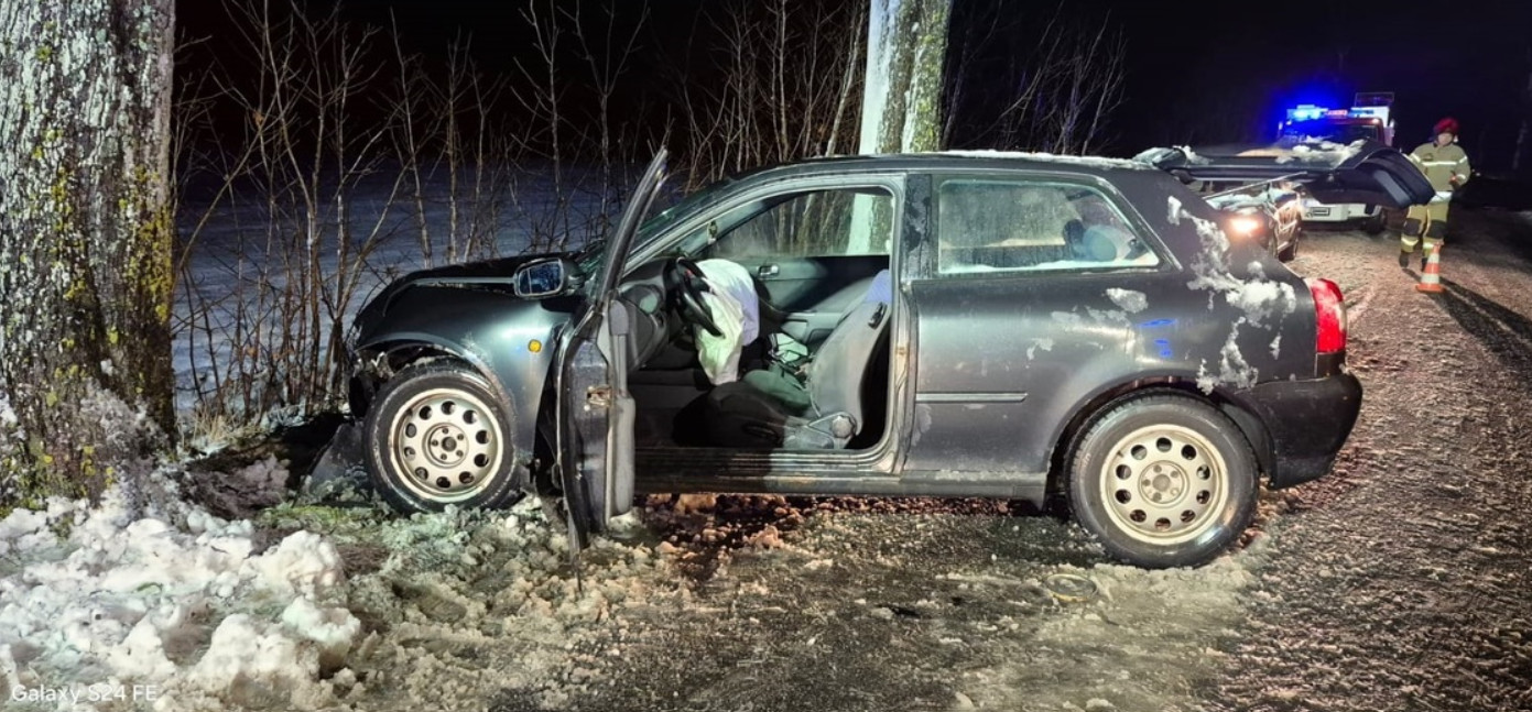 Sekundy od śmierci. Kierowca audi uderzył w drzewo