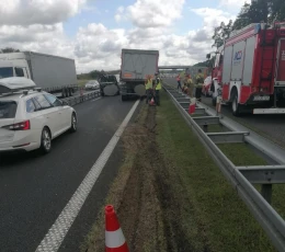 Ciężarówka zjechała z drogi. Na miejscu działa policja